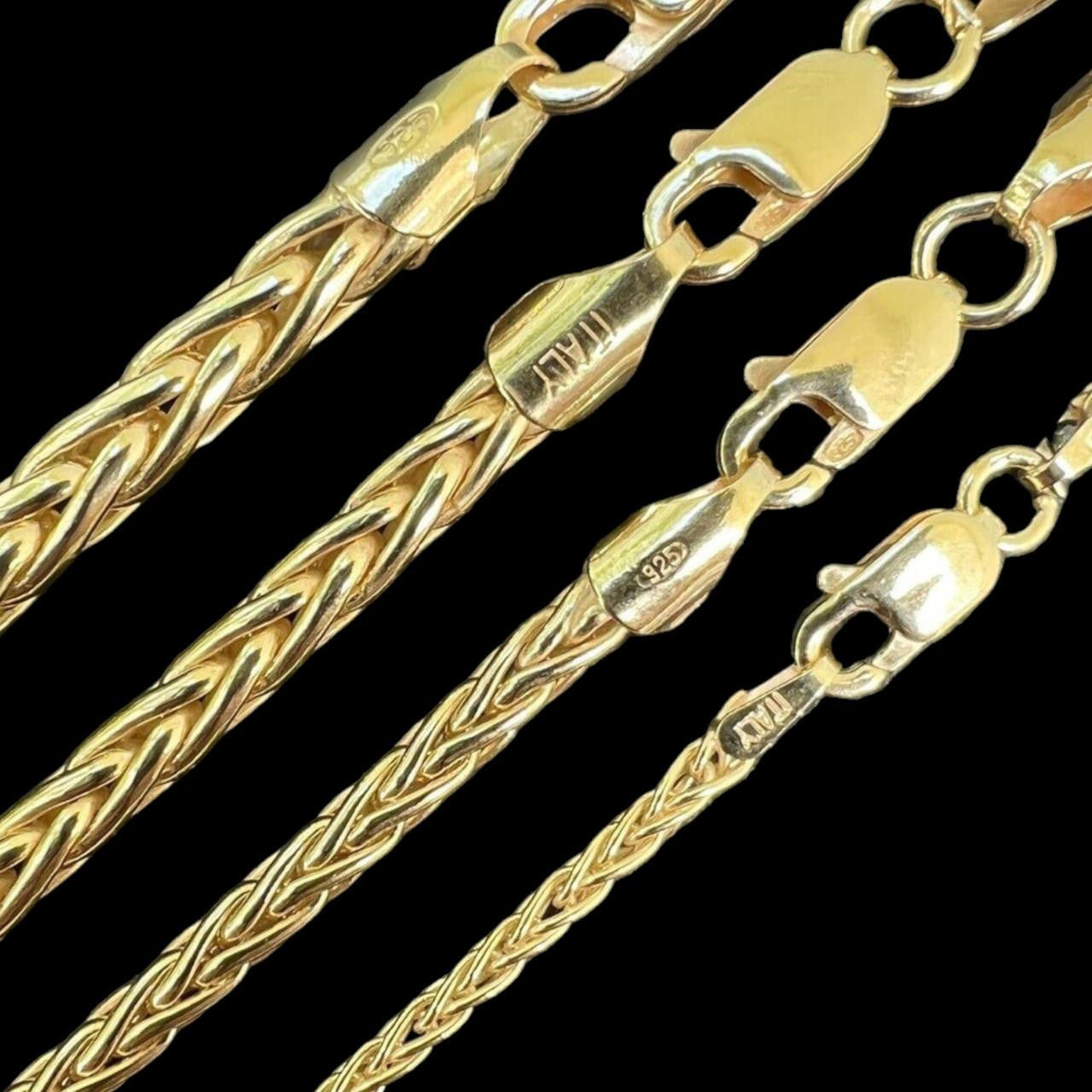 Spiga Wheat Rope Chain Necklace - 14k Gold Vermeil 925 Sterling Silver - 16"-30" - 2mm-5mm