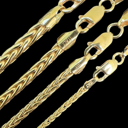 Spiga Wheat Rope Chain Necklace - 14k Gold Vermeil 925 Sterling Silver - 16"-30" - 2mm-5mm