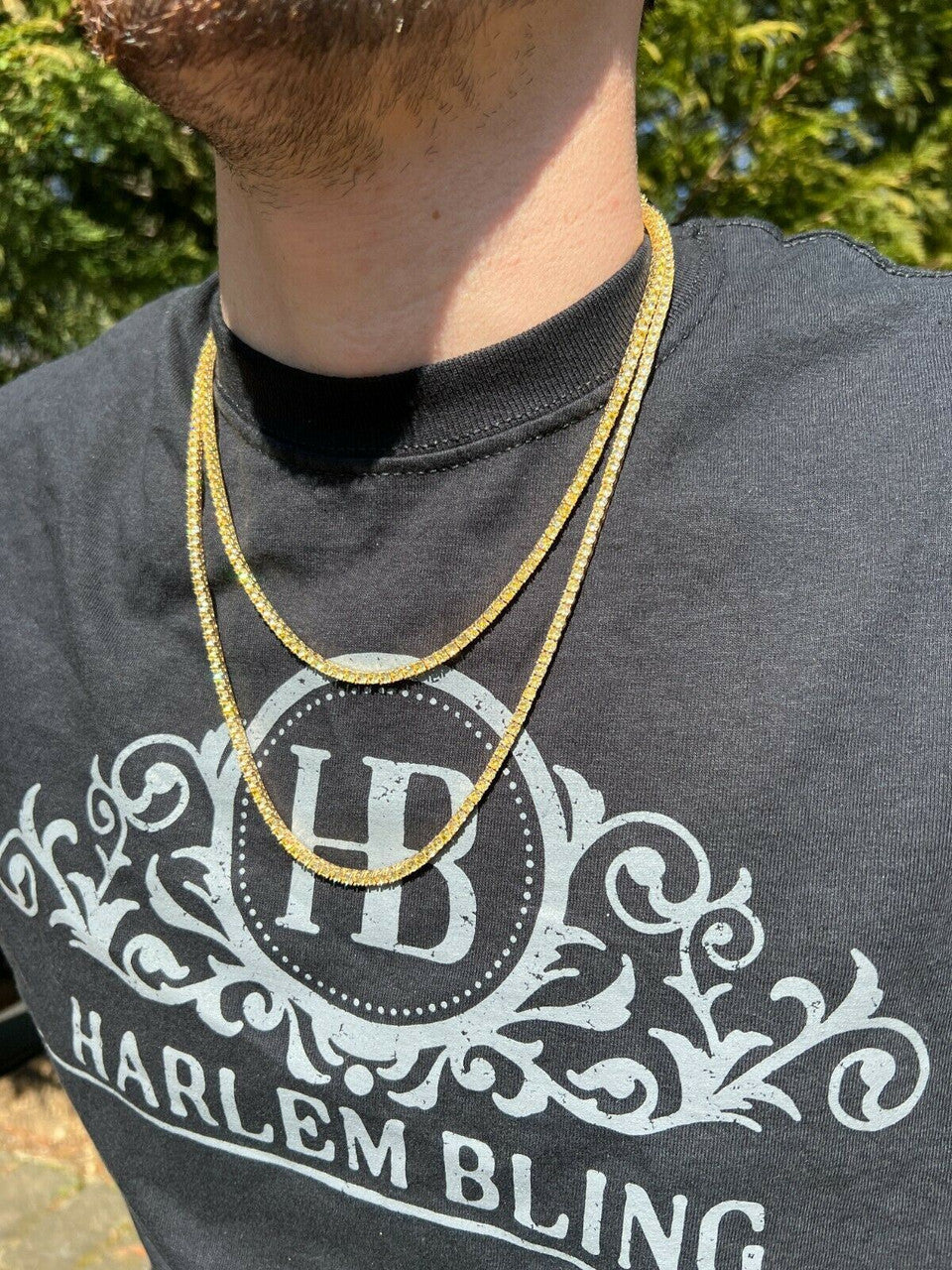 Tennis Chain Necklace Iced Out Canary Yellow CZ Stones - 14k Gold Vermeil 925 Silver - 3mm - 16"-28"