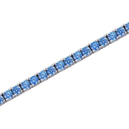 Tennis Chain Necklace Iced Out Blue CZ Stones - 925 Silver - 3mm - 16"-28"