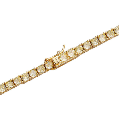 Tennis Chain Necklace Iced Out Canary Yellow CZ Stones - 14k Gold Vermeil 925 Silver - 3mm - 16"-28"