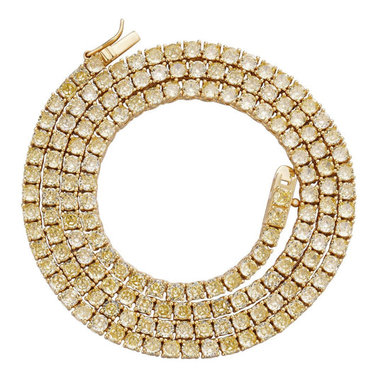 Tennis Chain Necklace Iced Out Canary Yellow CZ Stones - 14k Gold Vermeil 925 Silver - 3mm - 16"-28"