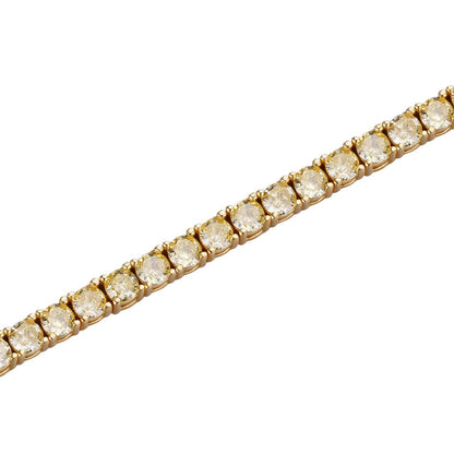 Tennis Chain Necklace Iced Out Canary Yellow CZ Stones - 14k Gold Vermeil 925 Silver - 3mm - 16"-28"