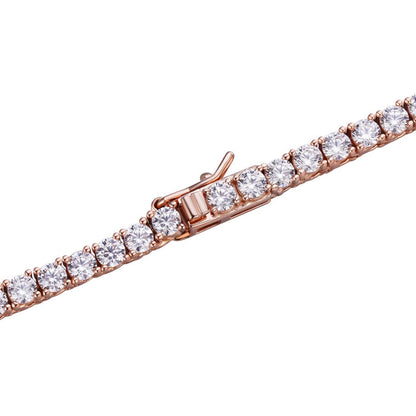 Tennis Chain Necklace Iced Out CZ Stones - 14k Rose Gold Vermeil Over 925 Silver - 3mm-6mm - 16"-30"