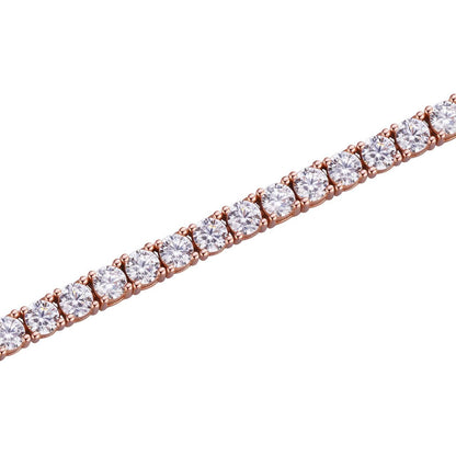 Tennis Chain Necklace Iced Out CZ Stones - 14k Rose Gold Vermeil Over 925 Silver - 3mm-6mm - 16"-30"