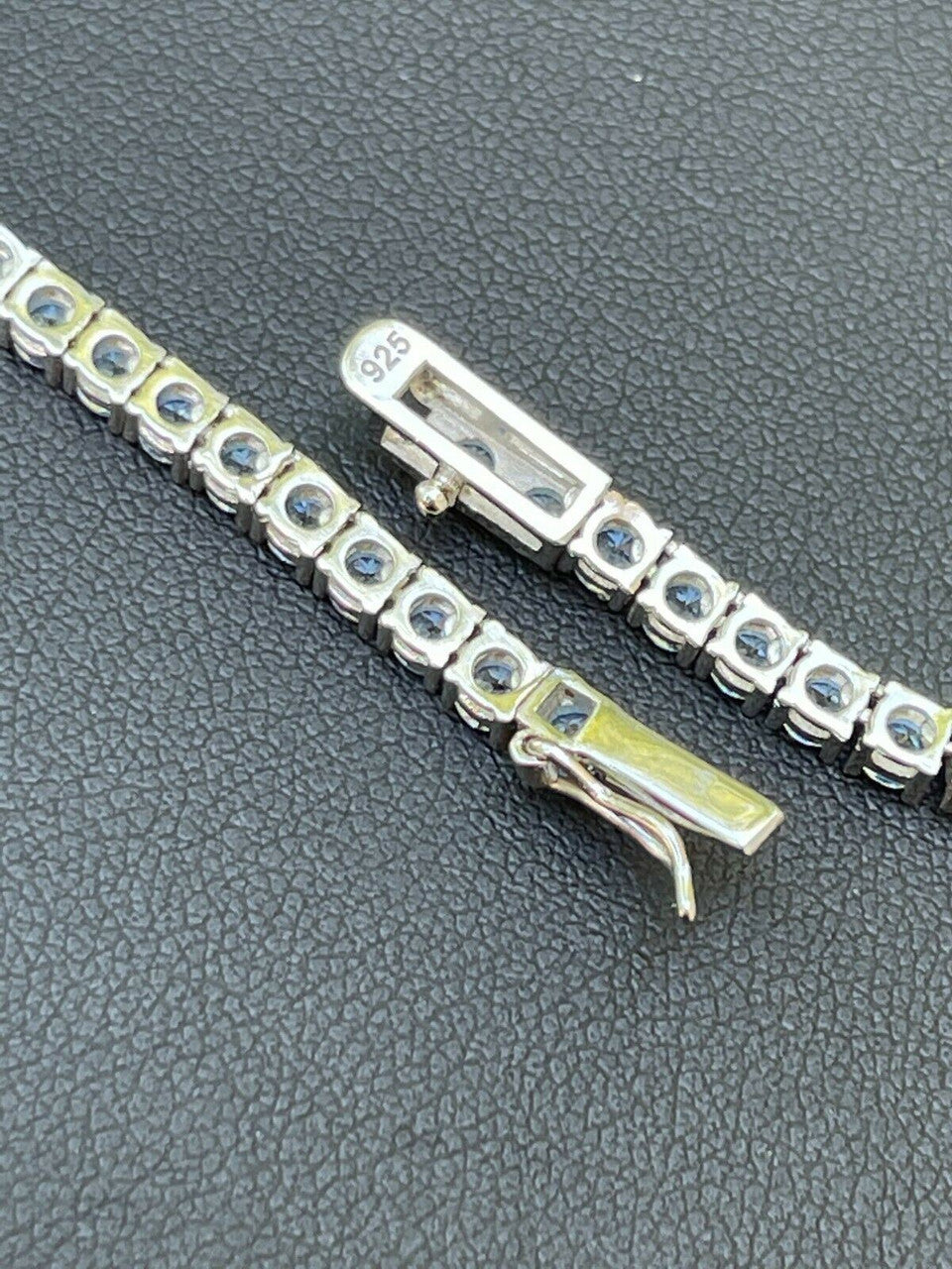 Tennis Chain Necklace Iced Out Blue CZ Stones - 925 Silver - 3mm - 16"-28"