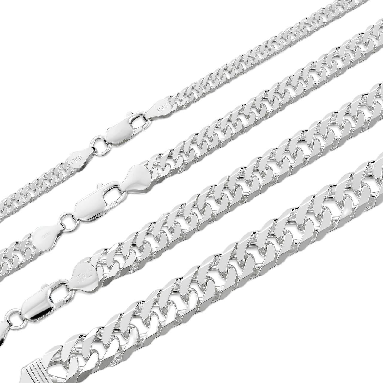 Tight Double Curb Chain Necklace Or Bracelet - 925 Sterling Silver - 7"-30" - 3.5mm-16mm