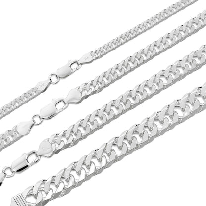 Tight Double Curb Chain Necklace Or Bracelet - 925 Sterling Silver - 7"-30" - 3.5mm-16mm