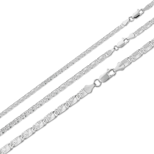 Valentino Link Chain Necklace Or Bracelet - 925 Sterling Silver - 7"-30" - 3mm-5mm