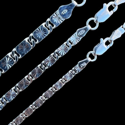 Valentino Link Chain Necklace Or Bracelet - 925 Sterling Silver - 7"-30" - 3mm-5mm