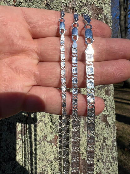 Valentino Link Chain Necklace Or Bracelet - 925 Sterling Silver - 7"-30" - 3mm-5mm