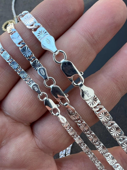 Valentino Link Chain Necklace Or Bracelet - 925 Sterling Silver - 7"-30" - 3mm-5mm
