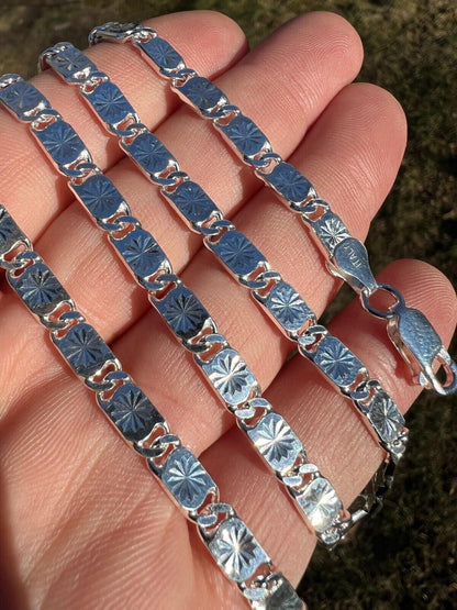 Valentino Link Chain Necklace Or Bracelet - 925 Sterling Silver - 7"-30" - 3mm-5mm