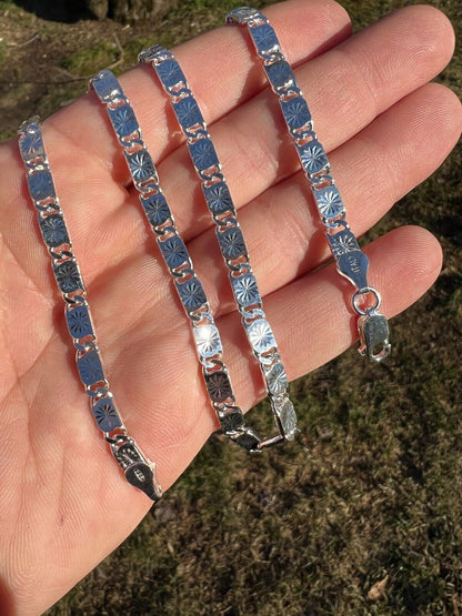 Valentino Link Chain Necklace Or Bracelet - 925 Sterling Silver - 7"-30" - 3mm-5mm