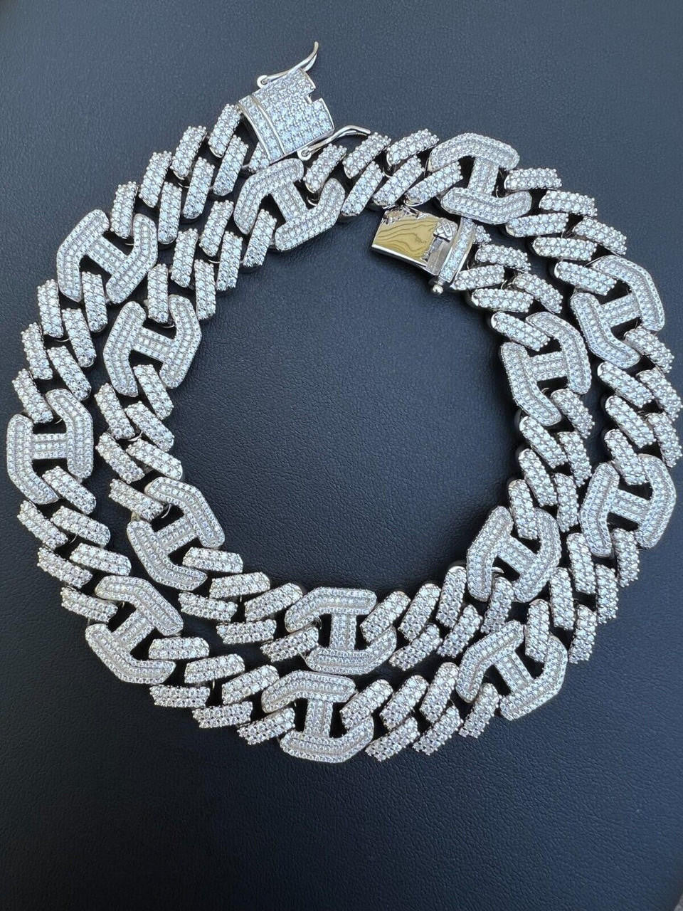 MOISSANITE Figarucci Prong Cuban Link Chain Necklace Iced Out - 925 Silver - 15mm - 18"-30"