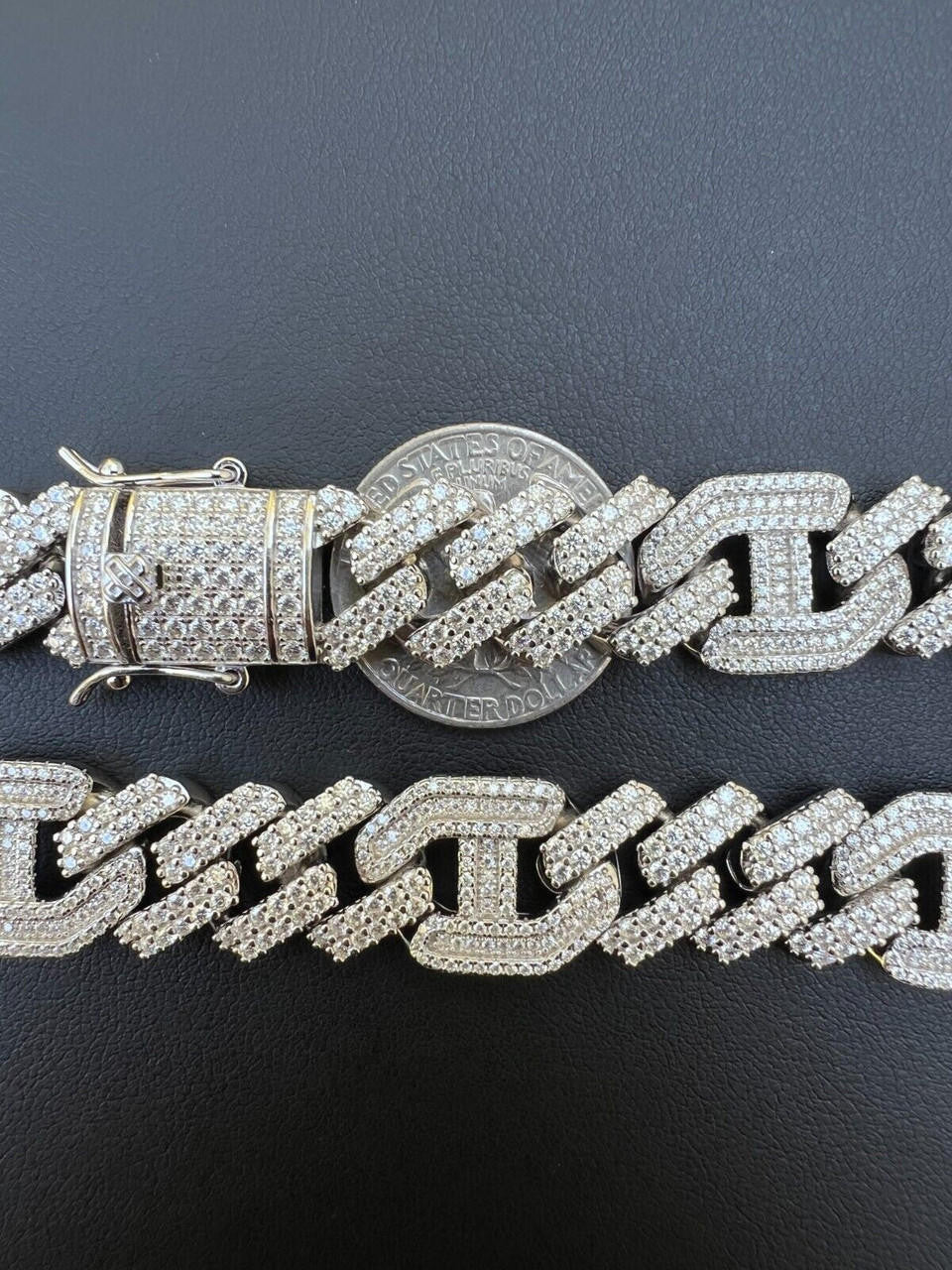 MOISSANITE Figarucci Prong Cuban Link Chain Necklace Iced Out - 925 Silver - 15mm - 18"-30"