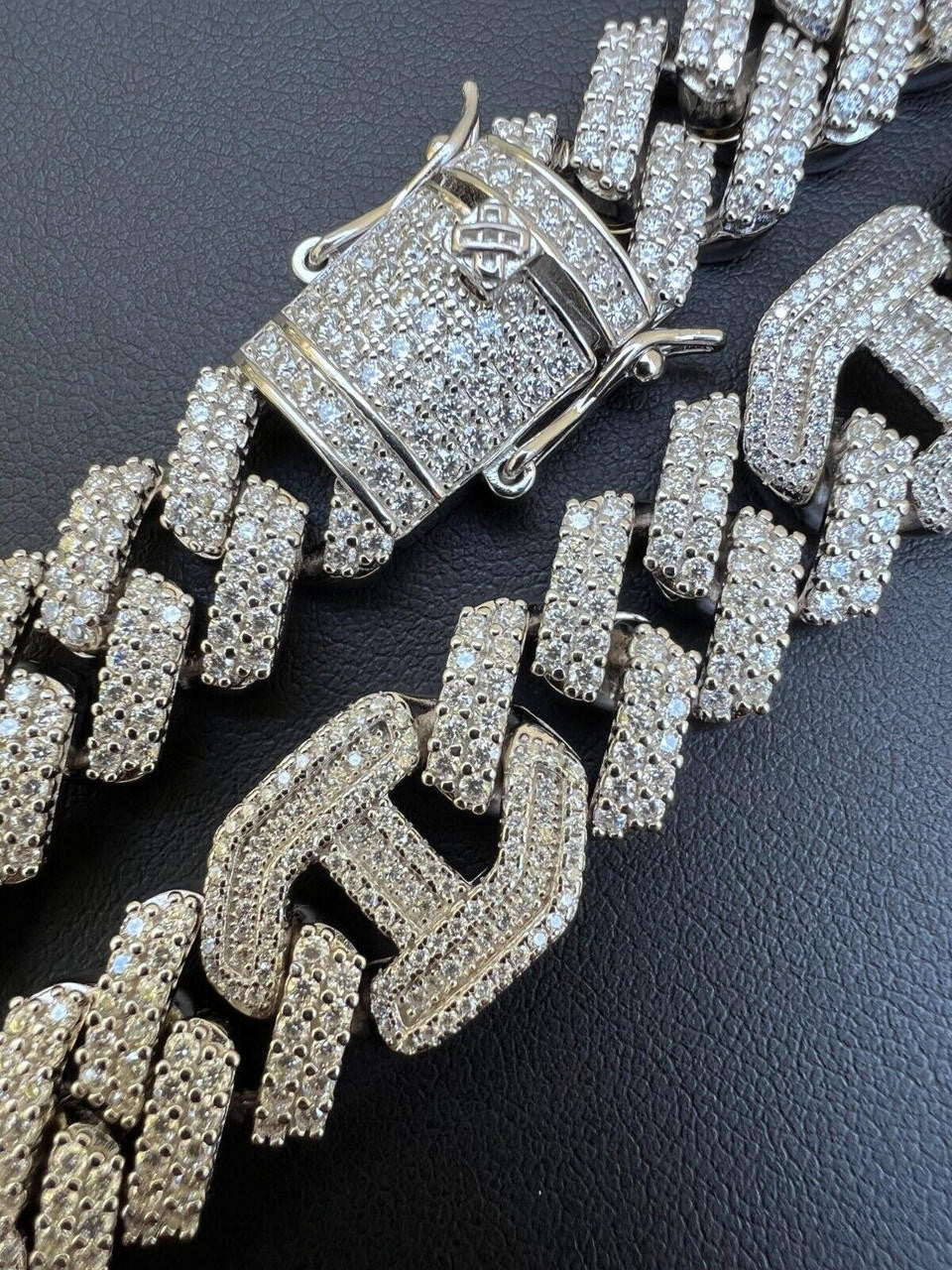 MOISSANITE Figarucci Prong Cuban Link Chain Necklace Iced Out - 925 Silver - 15mm - 18"-30"