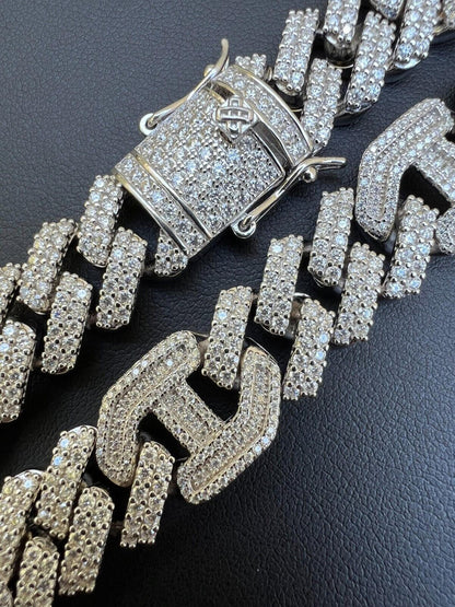 MOISSANITE Figarucci Prong Cuban Link Chain Necklace Iced Out - 925 Silver - 15mm - 18"-30"
