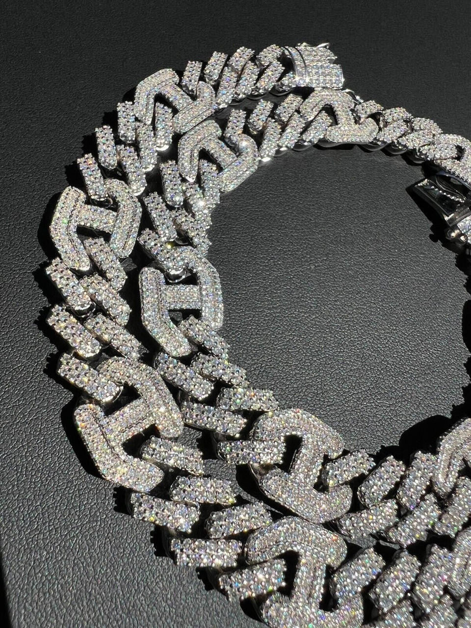 MOISSANITE Figarucci Prong Cuban Link Chain Necklace Iced Out - 925 Silver - 15mm - 18"-30"