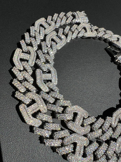 MOISSANITE Figarucci Prong Cuban Link Chain Necklace Iced Out - 925 Silver - 15mm - 18"-30"
