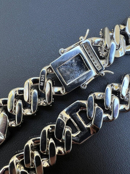 MOISSANITE Figarucci Prong Cuban Link Chain Necklace Iced Out - 925 Silver - 15mm - 18"-30"