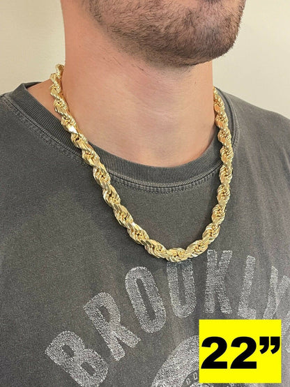 BIG BOSS Rope Chain Necklace - 14k Gold Vermeil 925 Sterling Silver - 18"-30" - 11mm