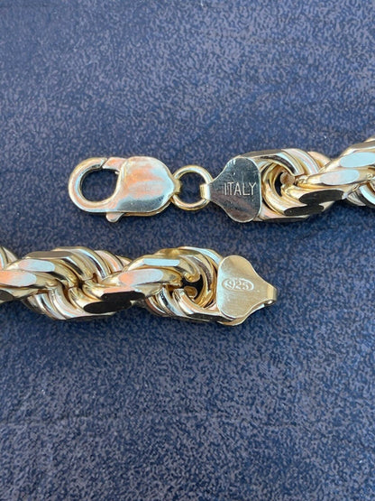 BIG BOSS Rope Chain Necklace - 14k Gold Vermeil 925 Sterling Silver - 18"-30" - 11mm