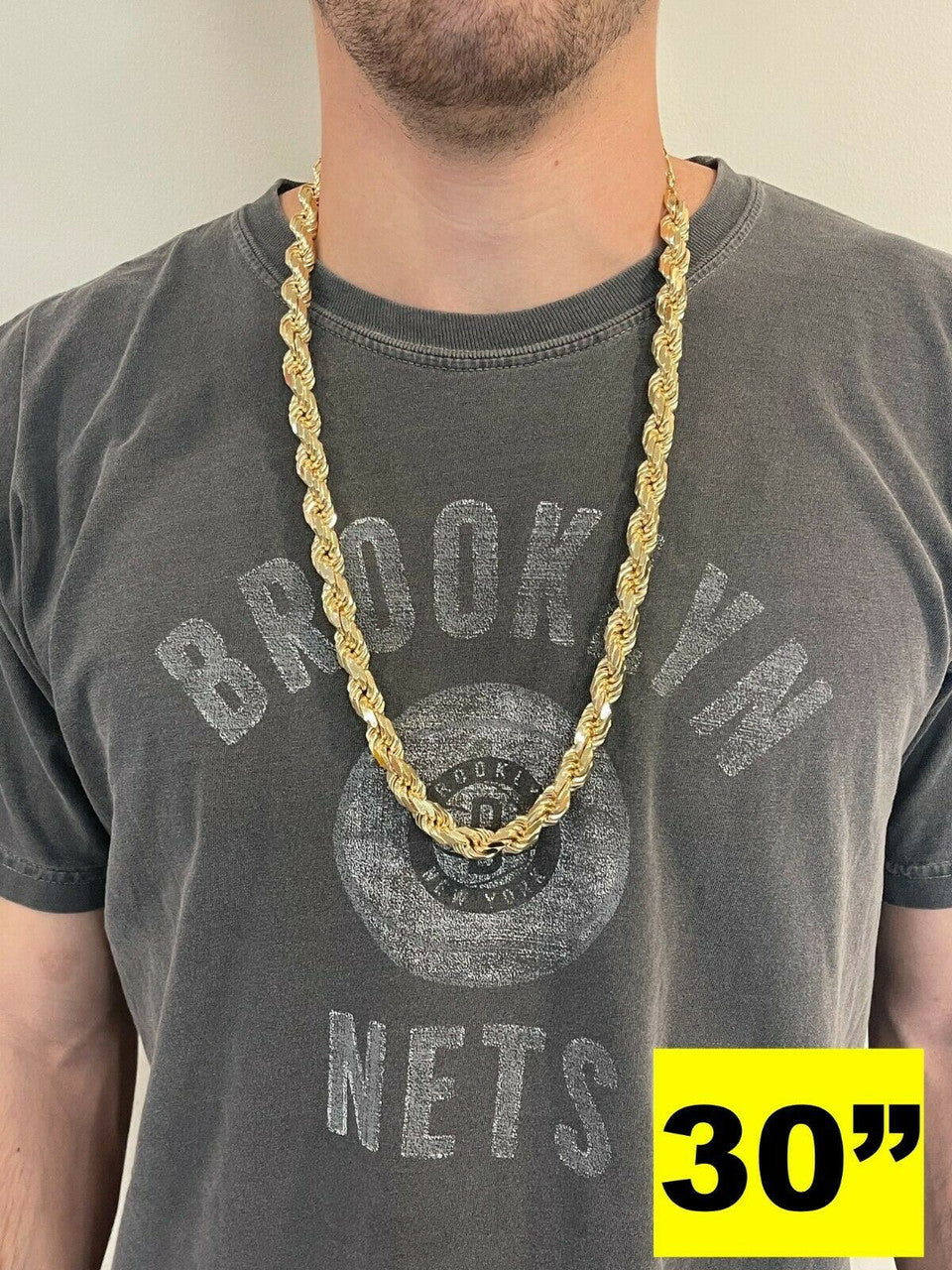 BIG BOSS Rope Chain Necklace - 14k Gold Vermeil 925 Sterling Silver - 18"-30" - 11mm