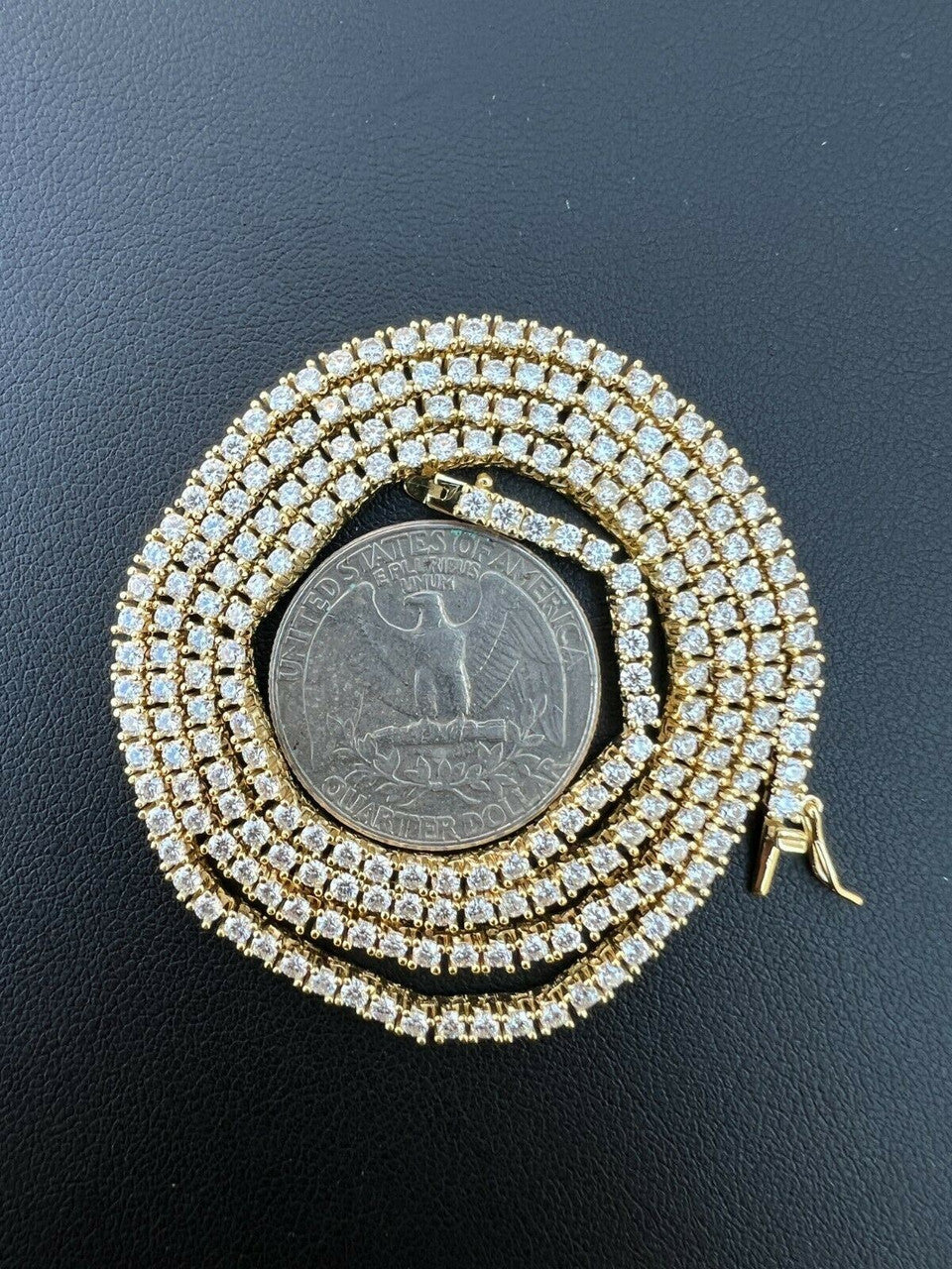 MOISSANITE Micro Tennis Chain Necklace Iced Out - 14k Gold Vermeil 925 Silver - 2mm - 14"-28"