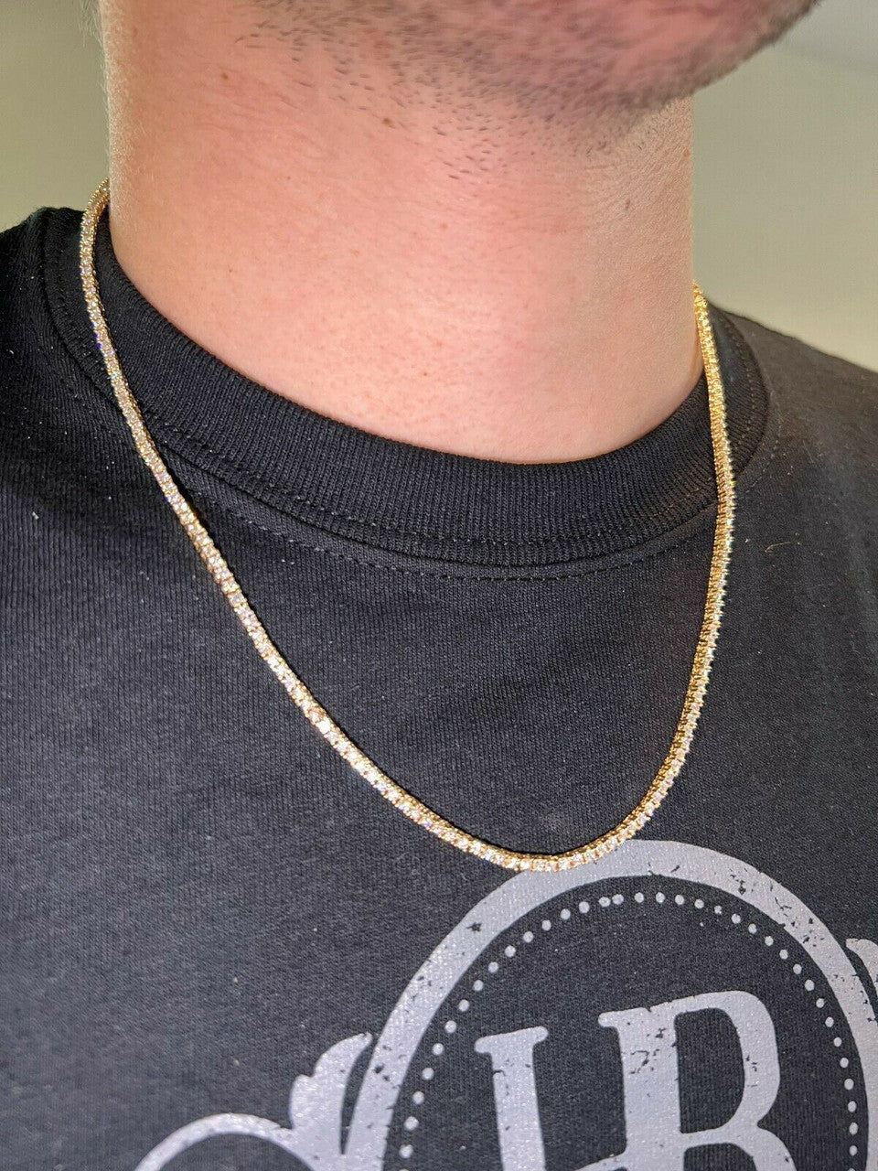 MOISSANITE Micro Tennis Chain Necklace Iced Out - 14k Gold Vermeil 925 Silver - 2mm - 14"-28"