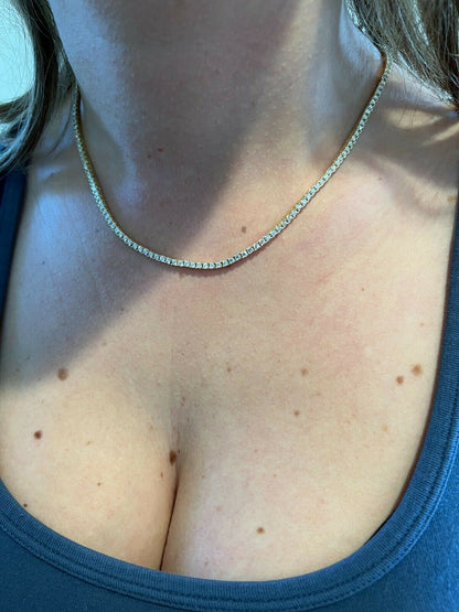 MOISSANITE Micro Tennis Chain Necklace Iced Out - 14k Gold Vermeil 925 Silver - 2mm - 14"-28"