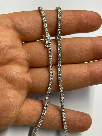 MOISSANITE Micro Tennis Chain Necklace Iced Out - 925 Silver - 2mm - 14"-28"