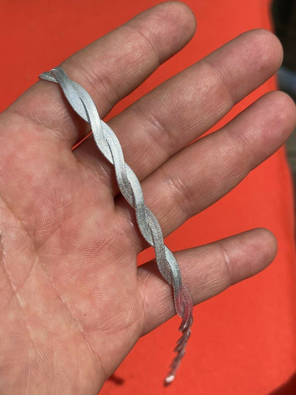 7mm Thick Solid 925 Silver Twisted Braided Herringbone Chain Necklace 16" - 20"