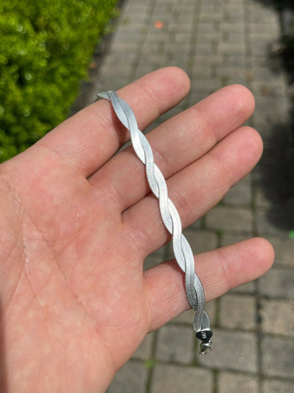 7mm Thick Solid 925 Silver Twisted Braided Herringbone Chain Necklace 16" - 20"