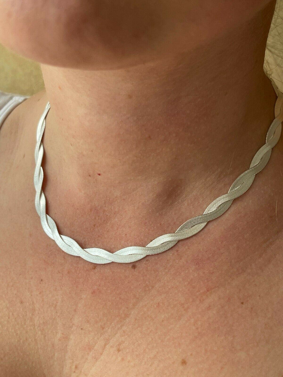 7mm Thick Solid 925 Silver Twisted Braided Herringbone Chain Necklace 16" - 20"