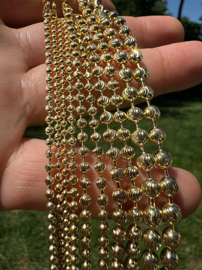 Ball Bead Moon Cut "Dog Tag" Chain Necklace - 14k Gold Vermeil 925 Sterling Silver - 16"-30" - 2mm-5mm