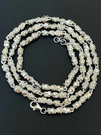 Custom Nugget Chain Necklace - 925 Sterling Silver - 18"-30" - 5mm