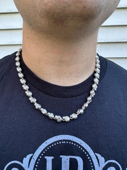 MOISSANITE Custom Skull Link Death Necklace Chain - 925 Silver - 9.5mm - 18"-28"