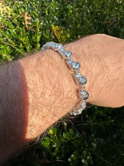 MOISSANITE Custom Skull Link Death Necklace Chain - 925 Silver - 9.5mm - 18"-28"