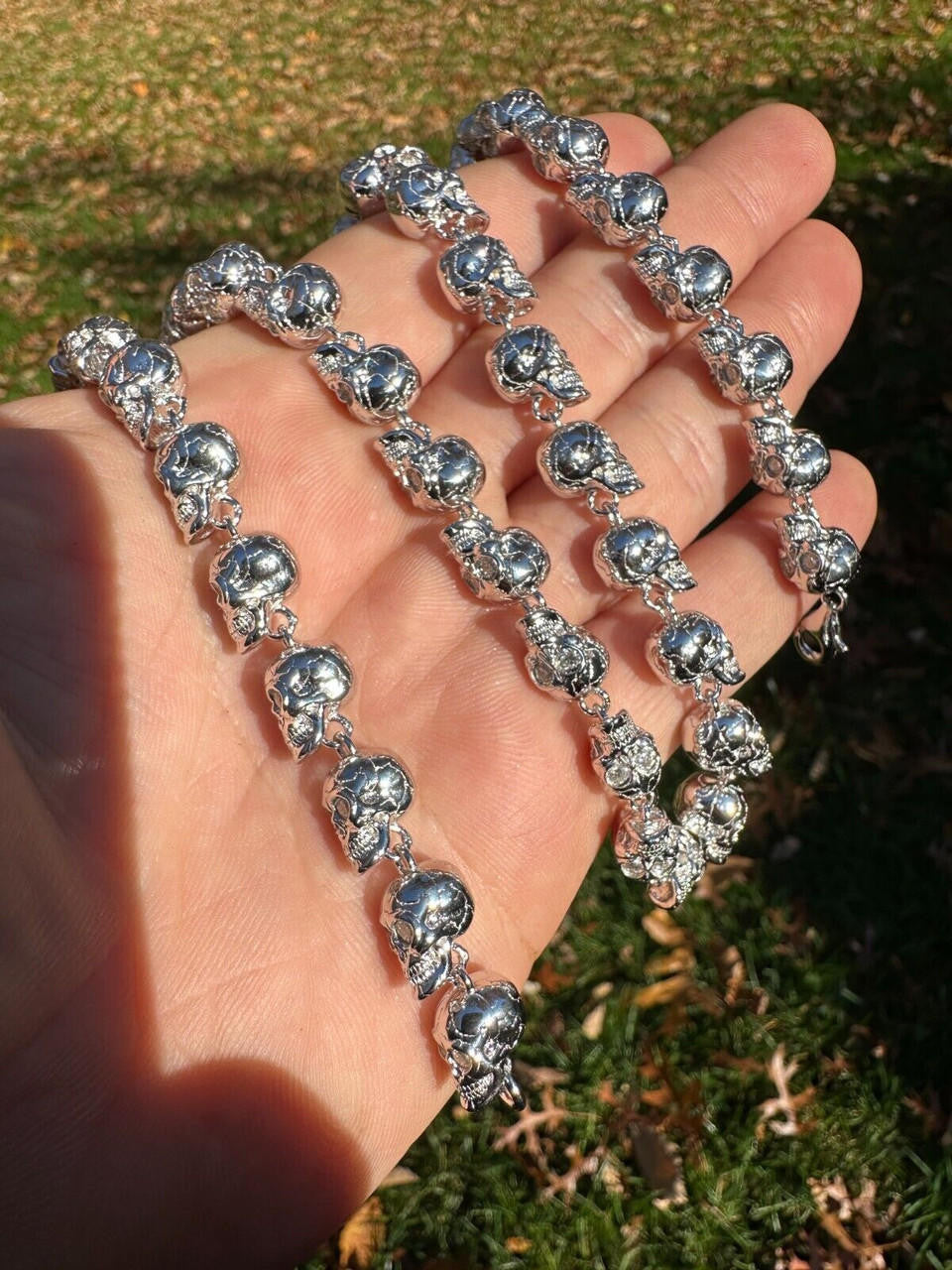 MOISSANITE Custom Skull Link Death Necklace Chain - 925 Silver - 9.5mm - 18"-28"