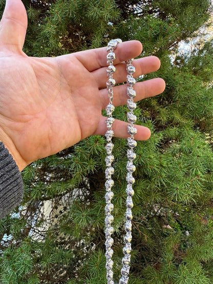 MOISSANITE Custom Skull Link Death Necklace Chain - 925 Silver - 9.5mm - 18"-28"