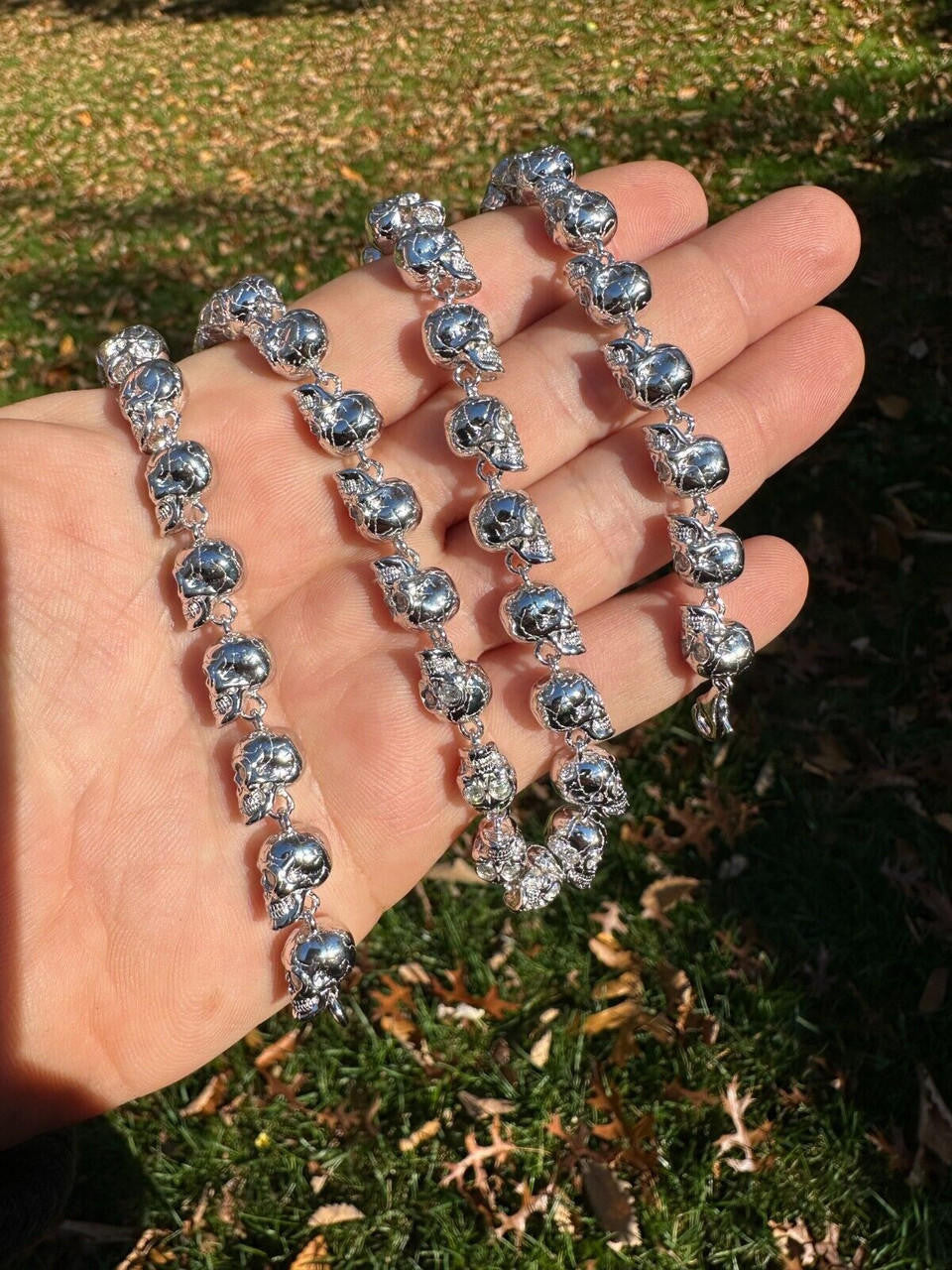 MOISSANITE Custom Skull Link Death Necklace Chain - 925 Silver - 9.5mm - 18"-28"