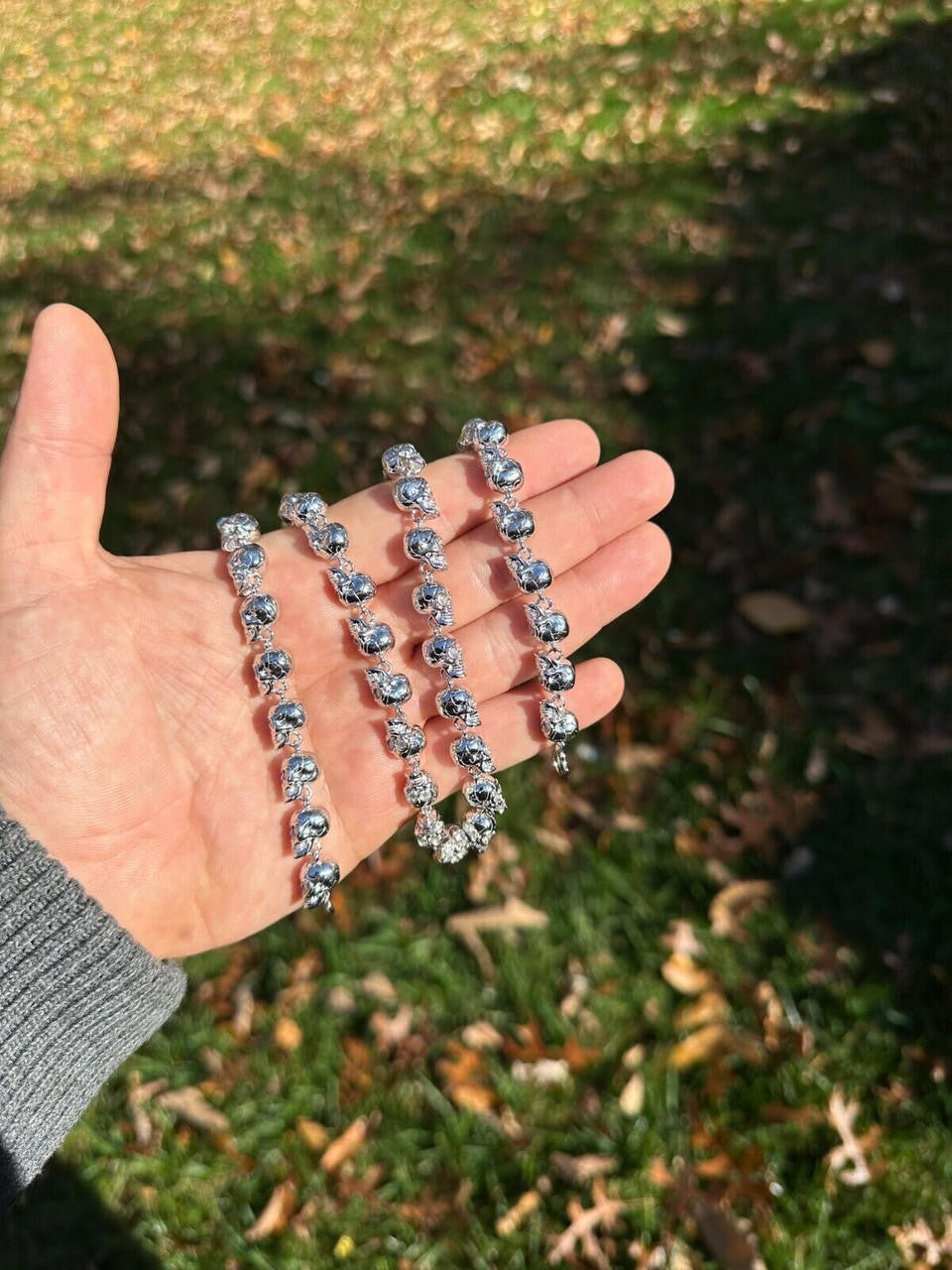 MOISSANITE Custom Skull Link Death Necklace Chain - 925 Silver - 9.5mm - 18"-28"