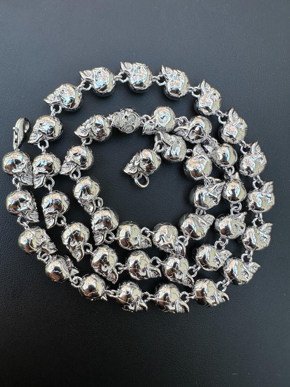 MOISSANITE Custom Skull Link Death Necklace Chain - 925 Silver - 9.5mm - 18"-28"