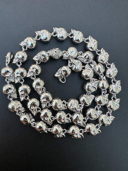 MOISSANITE Custom Skull Link Death Necklace Chain - 925 Silver - 9.5mm - 18"-28"