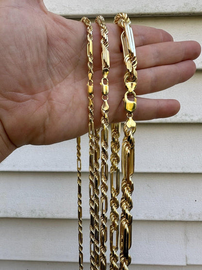 Milano Figarope Chain Necklace Or Bracelet - 14k Gold Vermeil 925 Sterling Silver - 7"-30" - 4mm-10mm