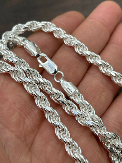 #1 Bestseller Rope Chain Necklace - 925 Sterling Silver - 18"-30" - 6mm
