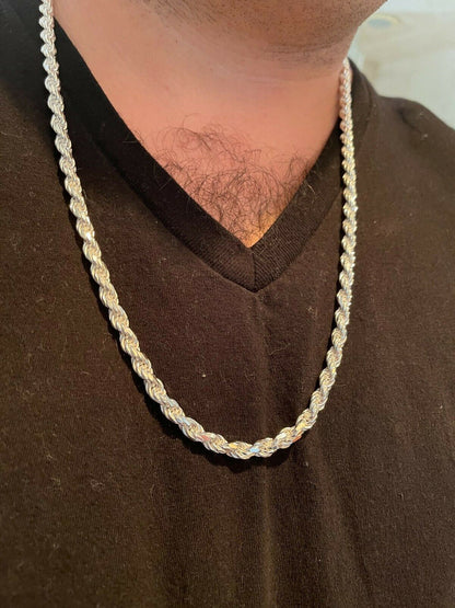 #1 Bestseller Rope Chain Necklace - 925 Sterling Silver - 18"-30" - 6mm