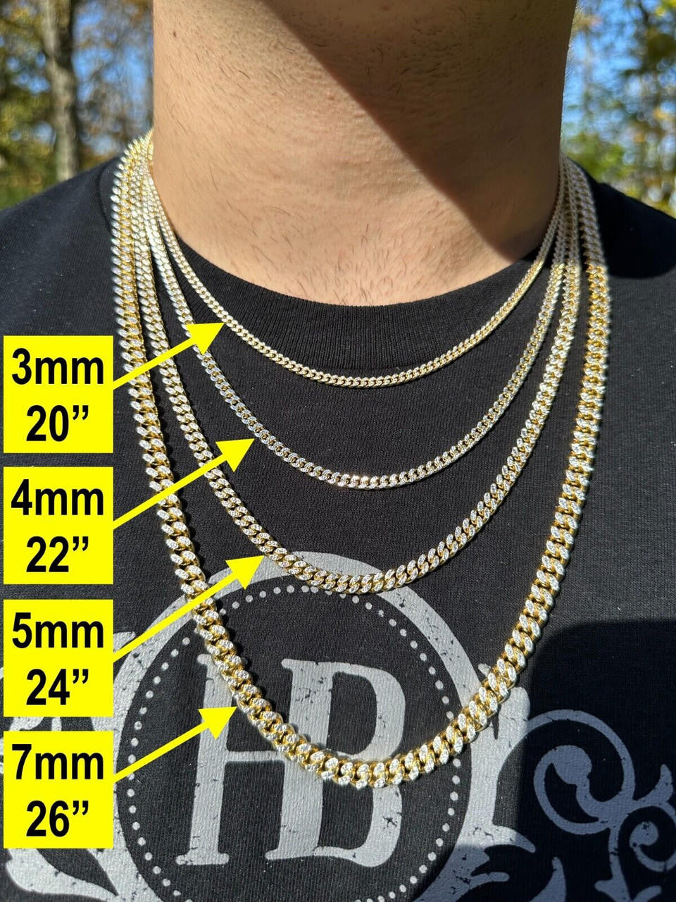 Diamond Cut Miami Cuban Link Chain Necklace Or Bracelet - 14k Gold Vermeil 925 Sterling Silver - 7"-30" - 3mm-7mm