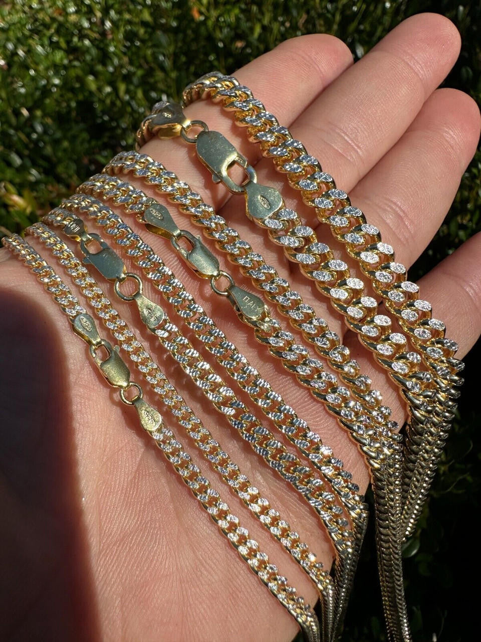 Diamond Cut Miami Cuban Link Chain Necklace Or Bracelet - 14k Gold Vermeil 925 Sterling Silver - 7"-30" - 3mm-7mm